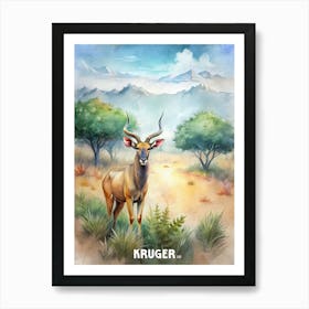 Kruger National Park Watercolor Painting Landscape Art Print