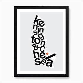 Kensington And Chelsea Type Map Art Print