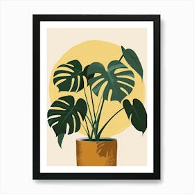 Swiss Cheese Plant Minimalist Illustration 4 Art Print