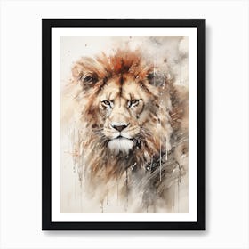 Lion Art Painting Chinese Brush Painting Style 3 Art Print