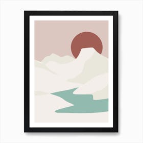 Minimal Volcanic Lake Art Print