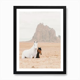 Wild Horses In Shiprock New Mexico Art Print