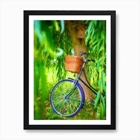 Bicycle Bird Box & Willow Tree Art Print