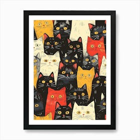 Perfectly Repeatable Artwork With Cute Cat Faces 79 Art Print