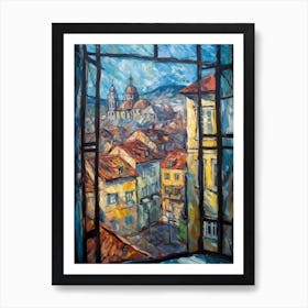 Window View Of Budapest Hungary In The Style Of Expressionism 2 Art Print