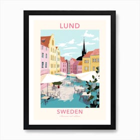 Lund, Sweden, Flat Pastels Tones Illustration 4 Poster Art Print