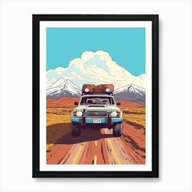 A Toyota Land Cruiser In The Andean Crossing Patagonia Illustration 3 Art Print