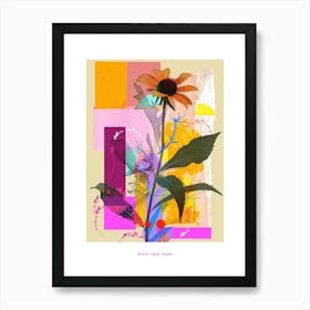 Black Eyed Susan 4 Neon Flower Collage Poster Art Print