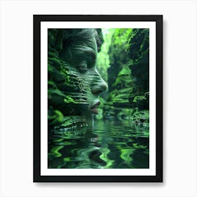 Woman'S Face In The Water Art Print