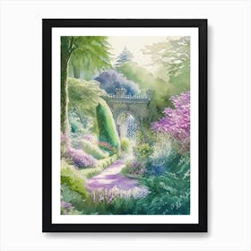 Bodnant Garden, 2, United Kingdom Pastel Watercolour Art Print