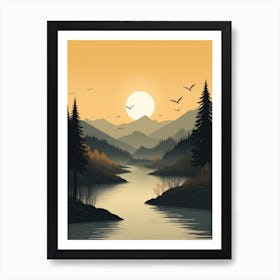 Landscape With Birds 1 Art Print