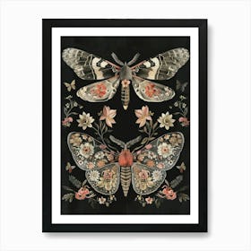 Dark Butterflies William Morris Style 4 Art Print
