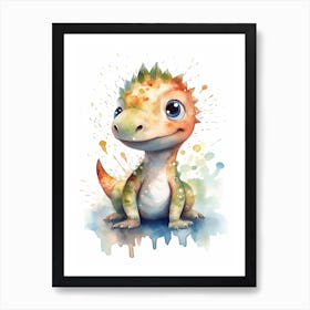 Ouranosaurus Cute Dinosaur Watercolour 2 Art Print