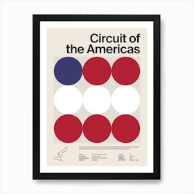 Mid Century Circuit Of The Americas F1 Art Print