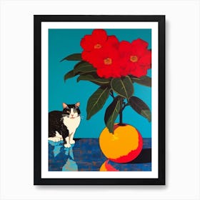 Dahlia With A Cat 2 Pop Art  Art Print