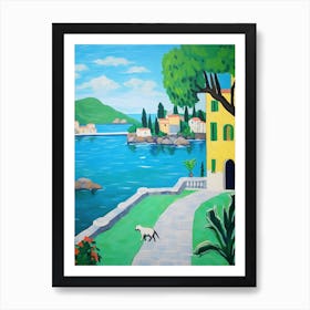Painting Of A Dog In Isola Bella Garden, Italy In The Style Of Matisse 03 Art Print