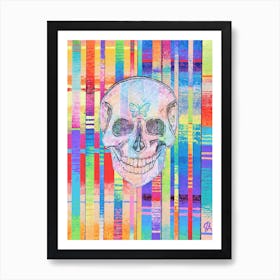 Colorful Skull Defeating The Grave With Light Rain Art Print