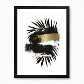 Abstract Black And Gold Palm Leaves Art Print