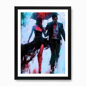 Walking In The Rain 1 Art Print