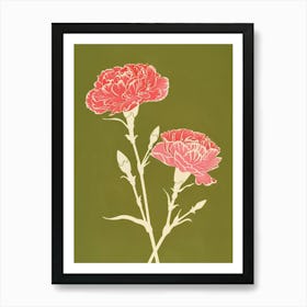 Pink & Green Carnation 2 Art Print