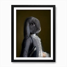 August The Grey Rabbit Pet Portraits Art Print