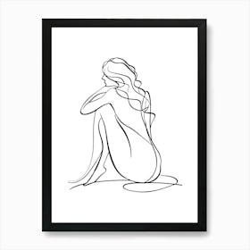 Continuous Line Drawing Of A Woman Minimalist Line Art Monoline Illustration Art Print