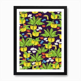 Bananas And Flowers Art Print