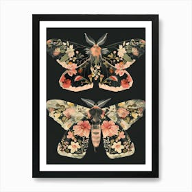 Nocturnal Butterfly William Morris Style 3 Art Print