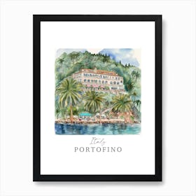 Italy Portofino Storybook 2 Travel Poster Watercolour Art Print