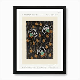 Art Deco Flower Pattern Pochoir Print In Oriental Style, Eugène Séguy Art Print