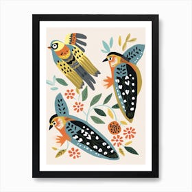 Folk Style Bird Painting American Kestrel 1 Art Print