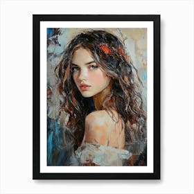 Woman With Long Hair Art Print