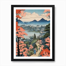 Lake Kawaguchi, Japan Vintage Travel Art 2 Art Print