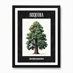 Sequoia Tree Pixel Illustration 3 Poster Art Print