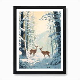 Winter Deer 1 Illustration Art Print