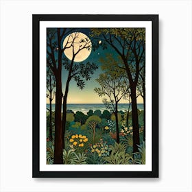 William Morris Moonlight In The Forest 28 Art Print