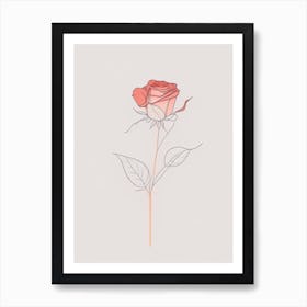 Rose Floral Minimal Line Drawing 2 Flower Art Print