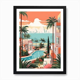 Miami Beach Florida, Usa, Graphic Illustration 4 Art Print