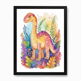 Pastel Rainbow Oviraptor Dinosaur Art Print
