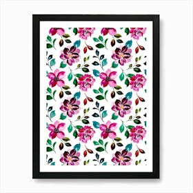 Watercolor Floral Pattern.Colorful roses. Flower day. artistic work. A gift for someone you love. Decorate the place with art. Imprint of a beautiful artist.9 Art Print