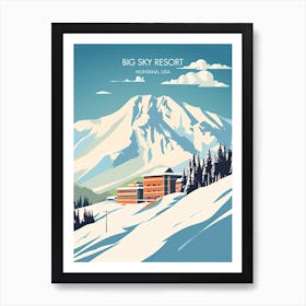 Poster Of Big Sky Resort   Montana, Usa   Colorado, Usa, Ski Resort Illustration 2 Art Print