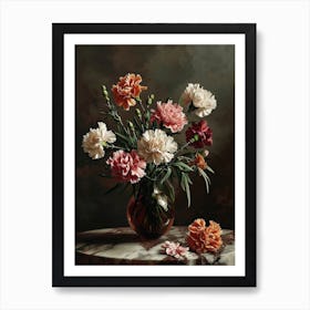 Baroque Floral Still Life Carnations 2 Art Print