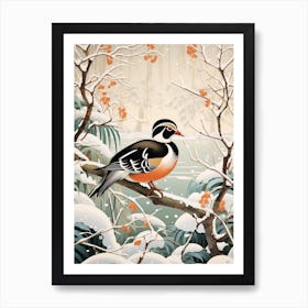 Winter Bird Painting Wood Duck 4 Art Print