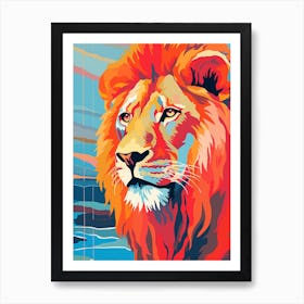Lion Pop Art Inspired Colourful Illustration 1 Art Print
