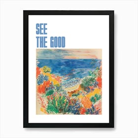 See The Good Poster Seaside Doodle Matisse Style 5 Art Print