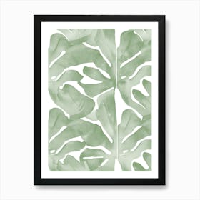 Tropical Leaves, Watercolor Sage Green Botanical 2 1 Art Print