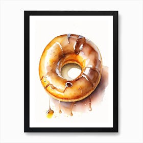 Bourbon Glazed Donut Cute Neon 1 Art Print