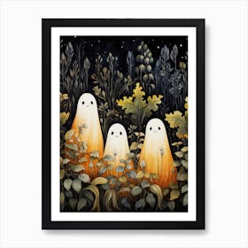 Cute Bedsheet Ghost, Botanical Halloween Watercolour 127 Art Print