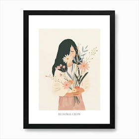 Bloom And Grow Spring Girl With Wild Flowers 9 Art Print