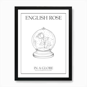 English Rose In A Globe Line Drawing 4 Poster Art Print